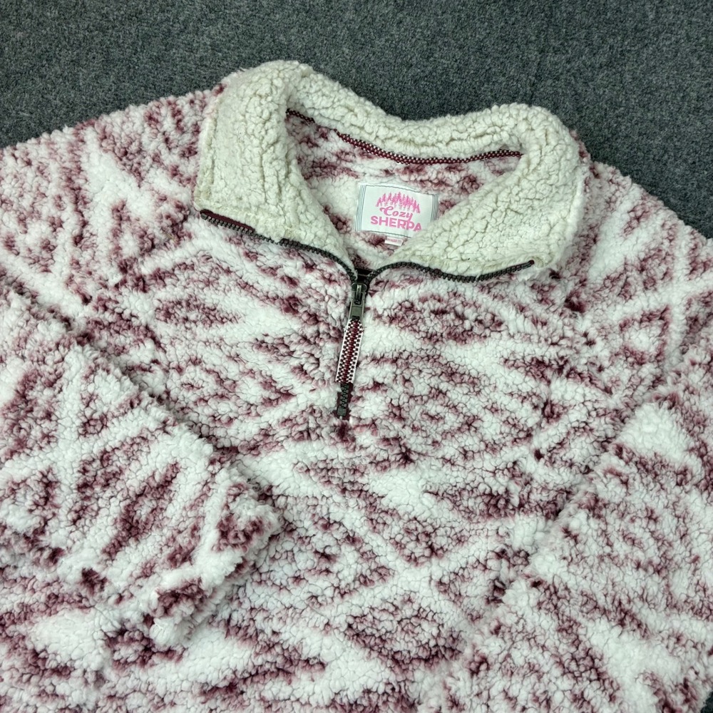 Cozy Sherpa Womens Size Small Geometric Print Fleece Quarter Zip Pullover